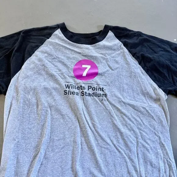 NYC 7 Train Baseball Tee XL Mets Shea Stadium New York Retro Nostalgia tshirt XL - Picture 2 of 7